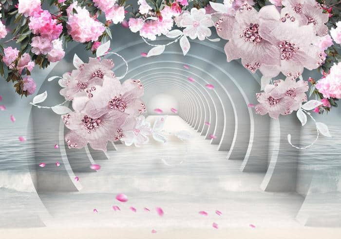 Fototapeta 3D Wallpaper Pink Jewelry Flowers