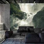 Fototapeta A Flowing Waterfall In Norway