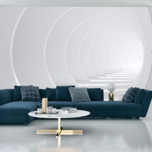 Fototapeta Abstract White Bent 3D Tunnel