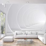 Fototapeta Abstract White Bent 3D Tunnel