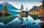 Fototapeta Beautiful Autumn Scene Of Hintersee Lake. Colorful Morning View Of Bavarian Alps On The Austrian Border, Germany, Europe. Beauty Of Nature Concept Background.