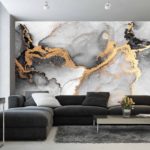 Fototapeta Black Gold Abstract Background Of Marble Liquid Ink Art Painting On Paper