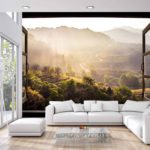 Fototapeta Landscape Nature View Background. View From Window At A Wonderful Landscape Nature View With Rice Terraces And Space For Your Text In Chiangmai, Thailand