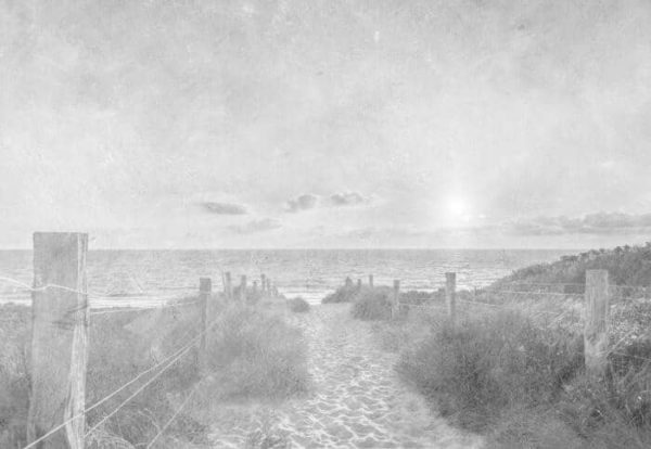 Fototapeta Letni Zachód Słońca Wyblakły Vintage Czarno-Biały