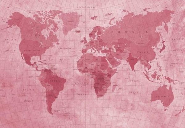 Fototapeta Mapa Świata Teksturowana Na Czerwono
