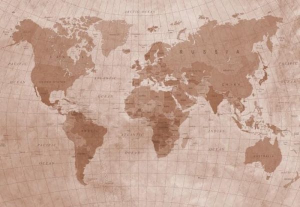 Fototapeta Mapa Świata Teksturowanej Sepii