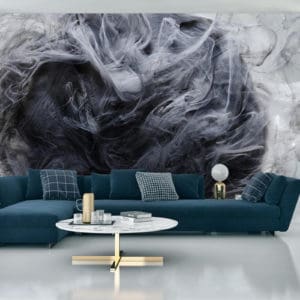 Fototapeta Outer Space Abstract Background, Black Matter. Thunderstorm Clouds In The Sky. Mystical Swirling Smoke Backdrop
