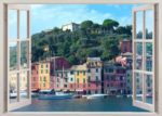 Fototapeta Pen Window View To Old Portofino, Italy