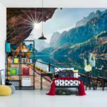 Fototapeta Sunny Autumn Scene Of Vorderer ( Gosausee ) Lake. Colorful Morning View Of Austrian Alps, Upper Austria, Europe. Beauty Of Nature Concept Background.