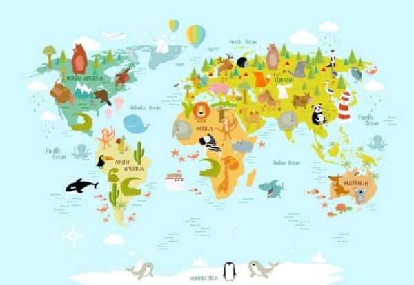 Fototapeta Zwierzęta Z Mapy Świata