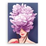 Obraz Na Płótnie Artystyczny Portret Kobiety Z Fioletowymi Kwiatami