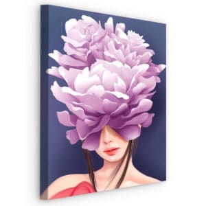 Obraz Na Płótnie Artystyczny Portret Kobiety Z Fioletowymi Kwiatami