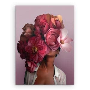 Obraz Na Płótnie Artystyczny Portret Kobiety Z Różowymi Kwiatami