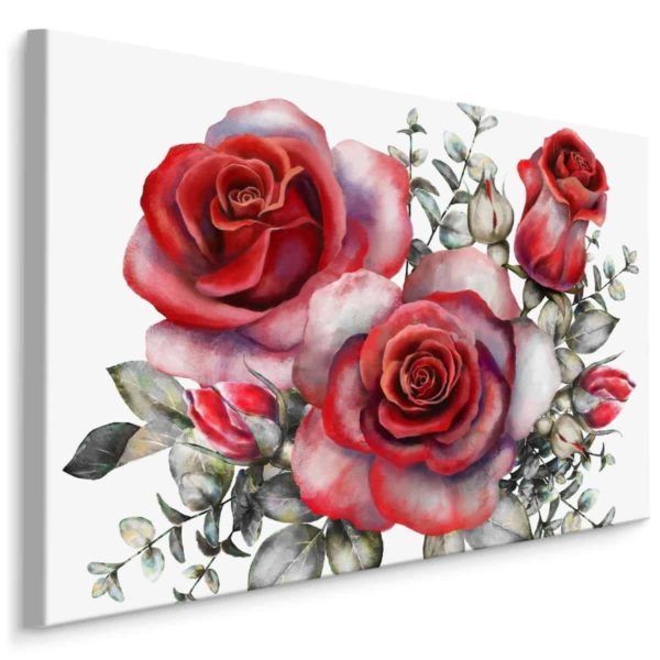 Obraz Na Płótnie Czerwone Róże Malowane Akwarelą
