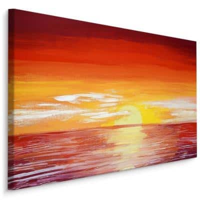 Obraz Na Płótnie Czerwony Zachód Słońca Nad Morzem
