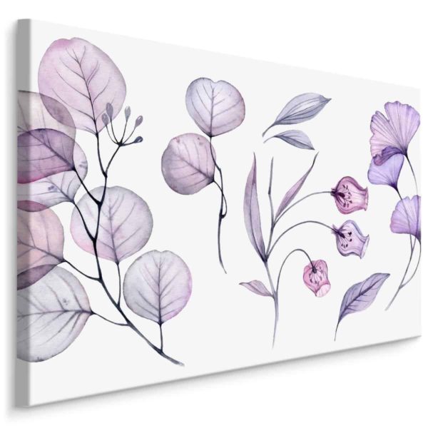 Obraz Na Płótnie Fioletowo-Różowe Liście I Kwiaty