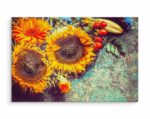 Obraz Na Płótnie Jesienna Kompozycja Kwiatowa W Stylu Vintage