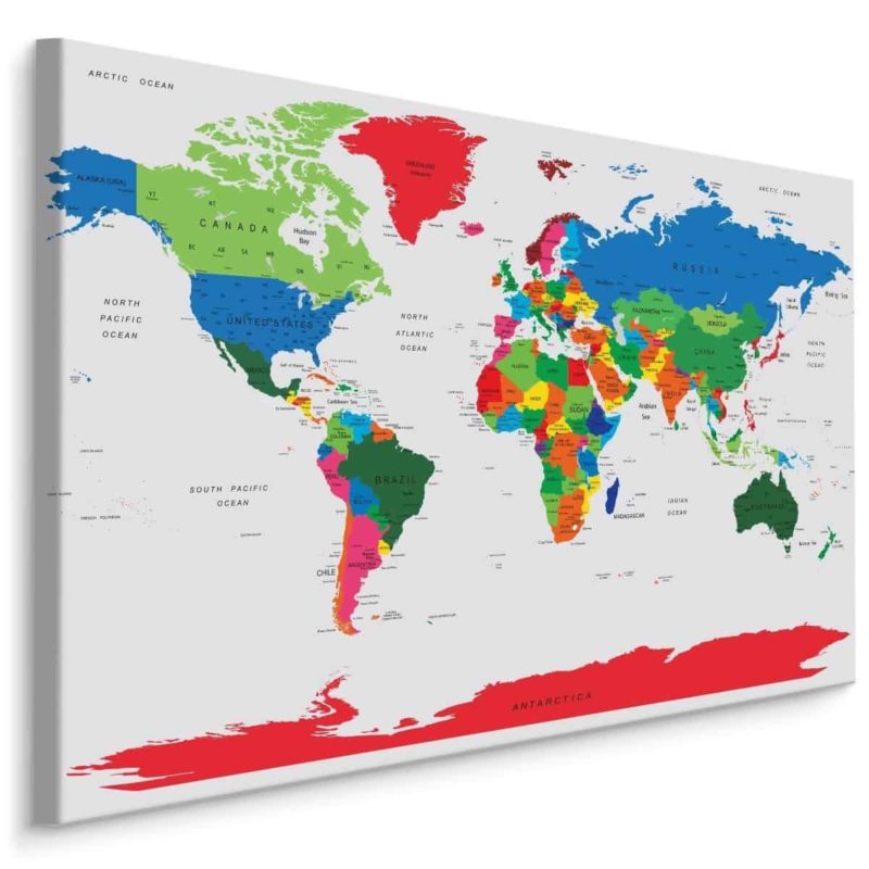 Obraz Na Płótnie Kolorowa Mapa Polityczna Świata
