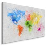Obraz Na Płótnie Kolorowa Mapa Świata Malowana Akwarelą