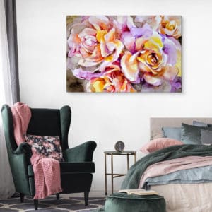 Obraz Na Płótnie Kolorowe Kwiaty Róż Malowane Akwarelą