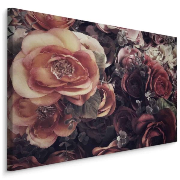 Obraz Na Płótnie Kolorowe Róże I Liście W Stylu Vintage