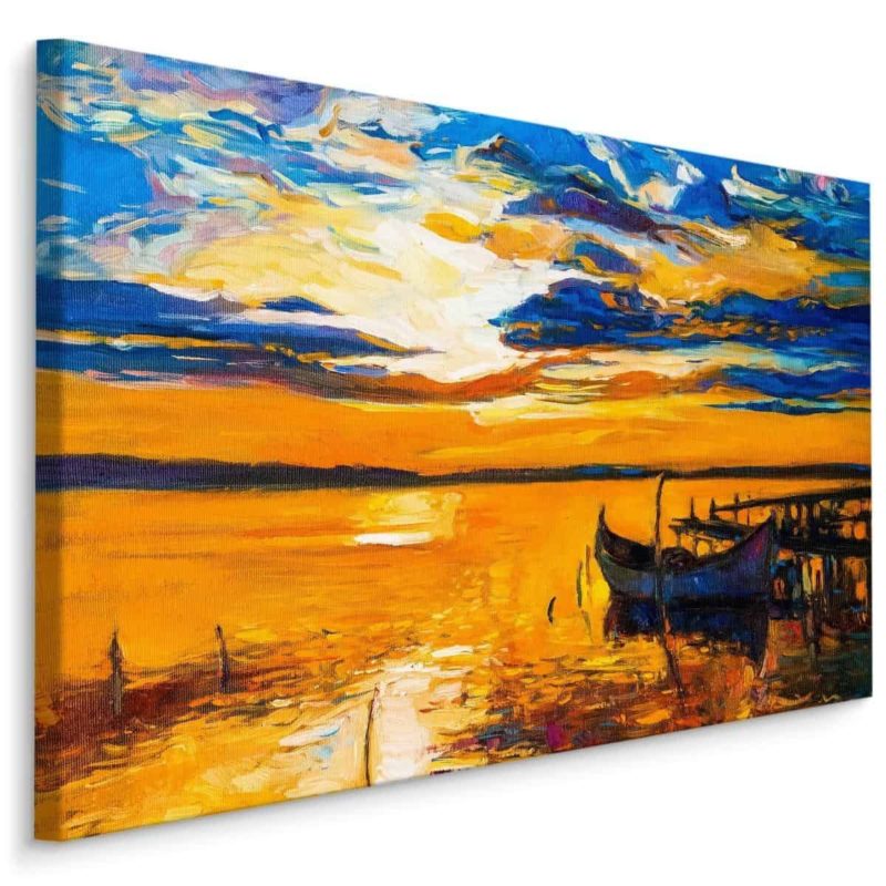 Obraz Na Płótnie Kolorowy Zachód Słońca Nad Wodą