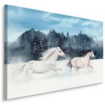 Obraz Na Płótnie Konie Galopujące W Śniegu