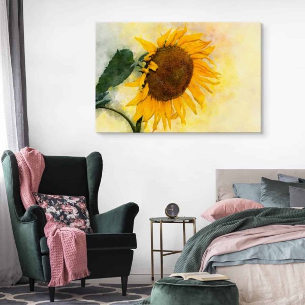 Obraz Na Płótnie Kwiat Słonecznika Malowany Akwarelą