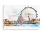 Obraz Na Płótnie London Eye Malowany Akwarelą