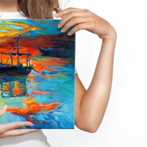 Obraz Na Płótnie Malowane Łódki Na Morzu
