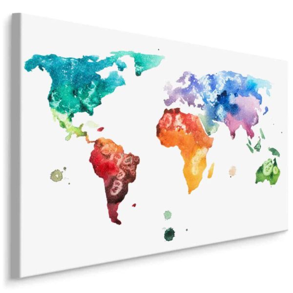 Obraz Na Płótnie Mapa Świata - Akwarela