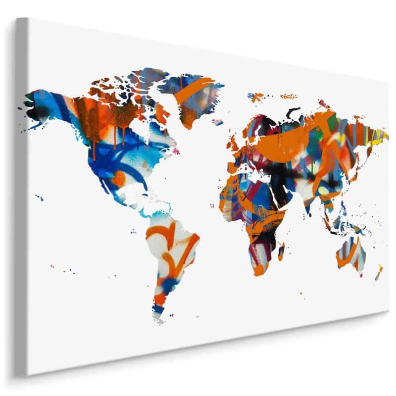 Obraz Na Płótnie Mapa Świata - Graffiti
