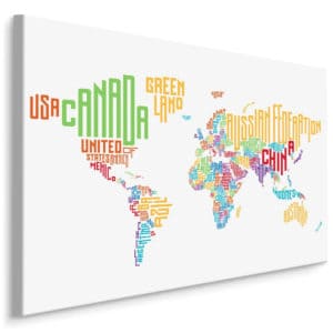 Obraz Na Płótnie Mapa Świata - Napisy
