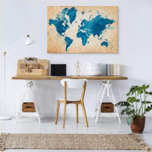 Obraz Na Płótnie Mapa Świata W Niebieskich Odcieniach