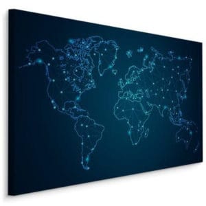 Obraz Na Płótnie Modernistyczna Niebieska Mapa Świata