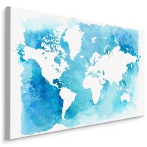 Obraz Na Płótnie Niebiesko-Biała Mapa Świata
