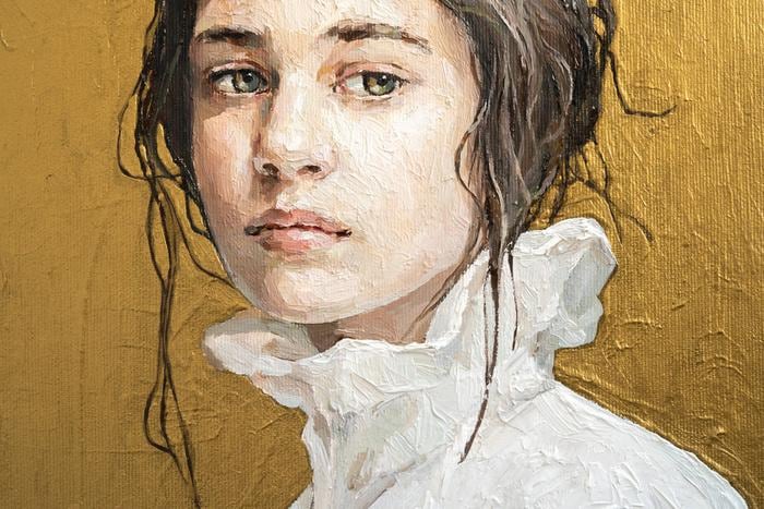 Obraz Na Płótnie Oil Painting. Portrait Of A Girl . The Art Is Done In A Realistic Manner.