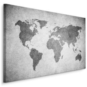Obraz Na Płótnie Ozdobna Mapa Świata W Odcieniach Szarości
