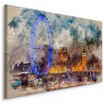 Obraz Na Płótnie Panorama Londynu Malowana Akwarelą