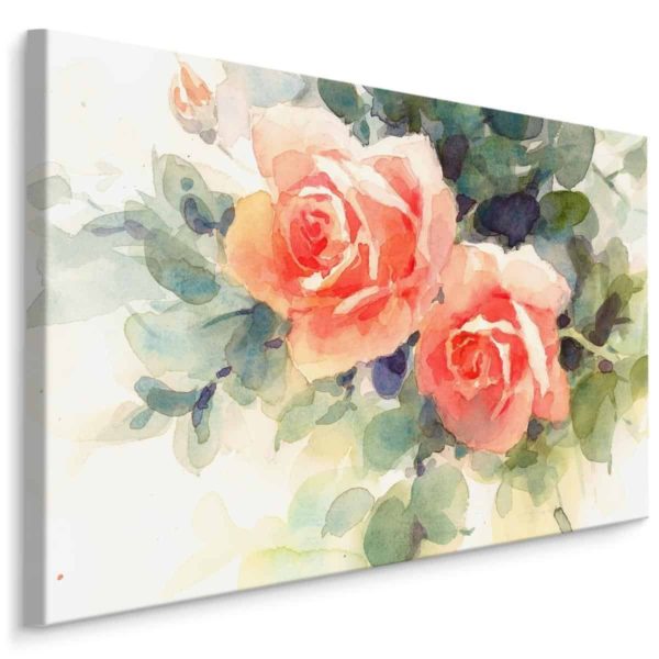Obraz Na Płótnie Piękne Kolorowe Róże Malowane Akwarelą