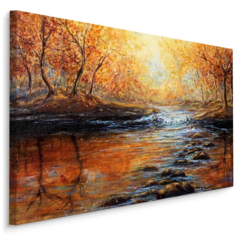 Obraz Na Płótnie Rzeka W Jesiennym Lesie