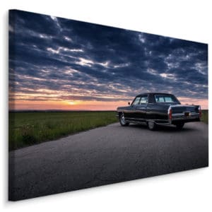 Obraz Na Płótnie Samochód Zachód Słońca I Chmury