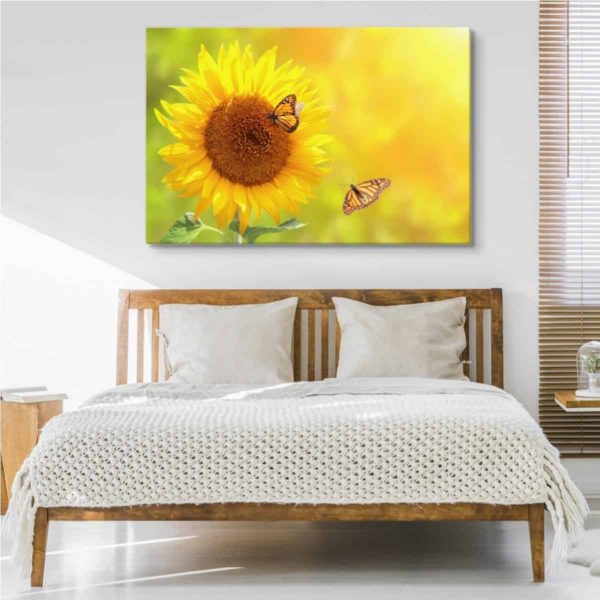 Obraz Na Płótnie Słonecznik Z Motylami
