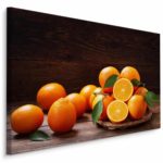 Obraz Na Płótnie Świeże Pomarańcze Na Deskach