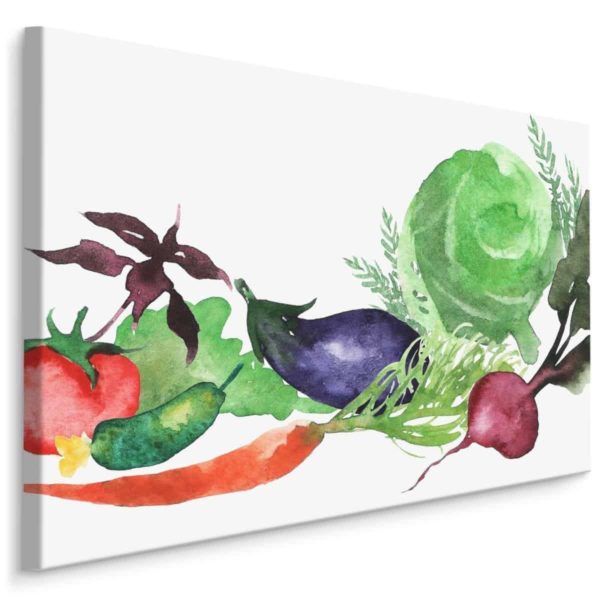 Obraz Na Płótnie Świeże Warzywa Malowane Akwarelą