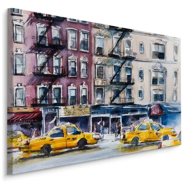Obraz Na Płótnie Ulica Nowego Jorku Malowana Akwarelą