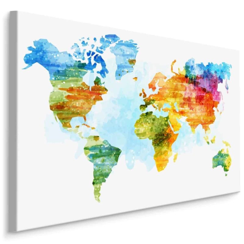 Obraz Na Płótnie Wielobarwna Mapa Malowana Akwarelą