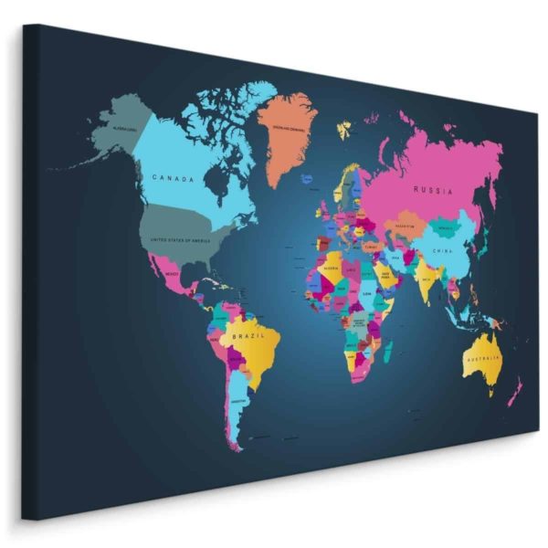 Obraz Na Płótnie Wielobarwna Mapa Polityczna Świata