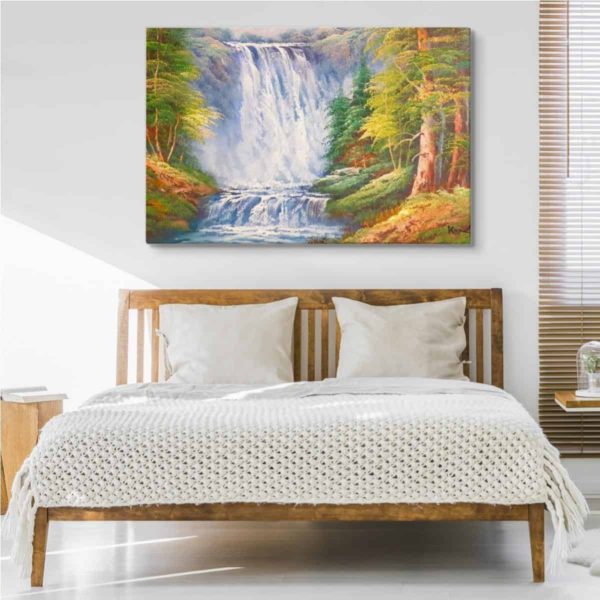Obraz Na Płótnie Wodospad W Górach Jak Malowany