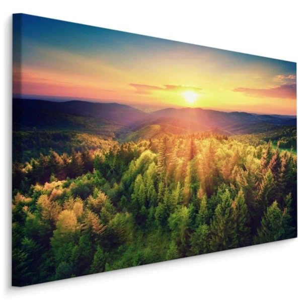 Obraz Na Płótnie Zachód Słońca Nad Leśnymi Wzgórzami